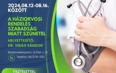 Háziorvosi rendelés szabadság miatt szünetel
